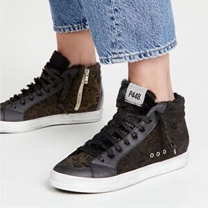 P448 Women's Black and Brown Skate High-Top Sneakers